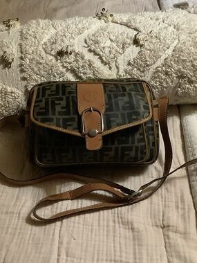 Fendi Monogram Crossbody Bag in Brown and Black